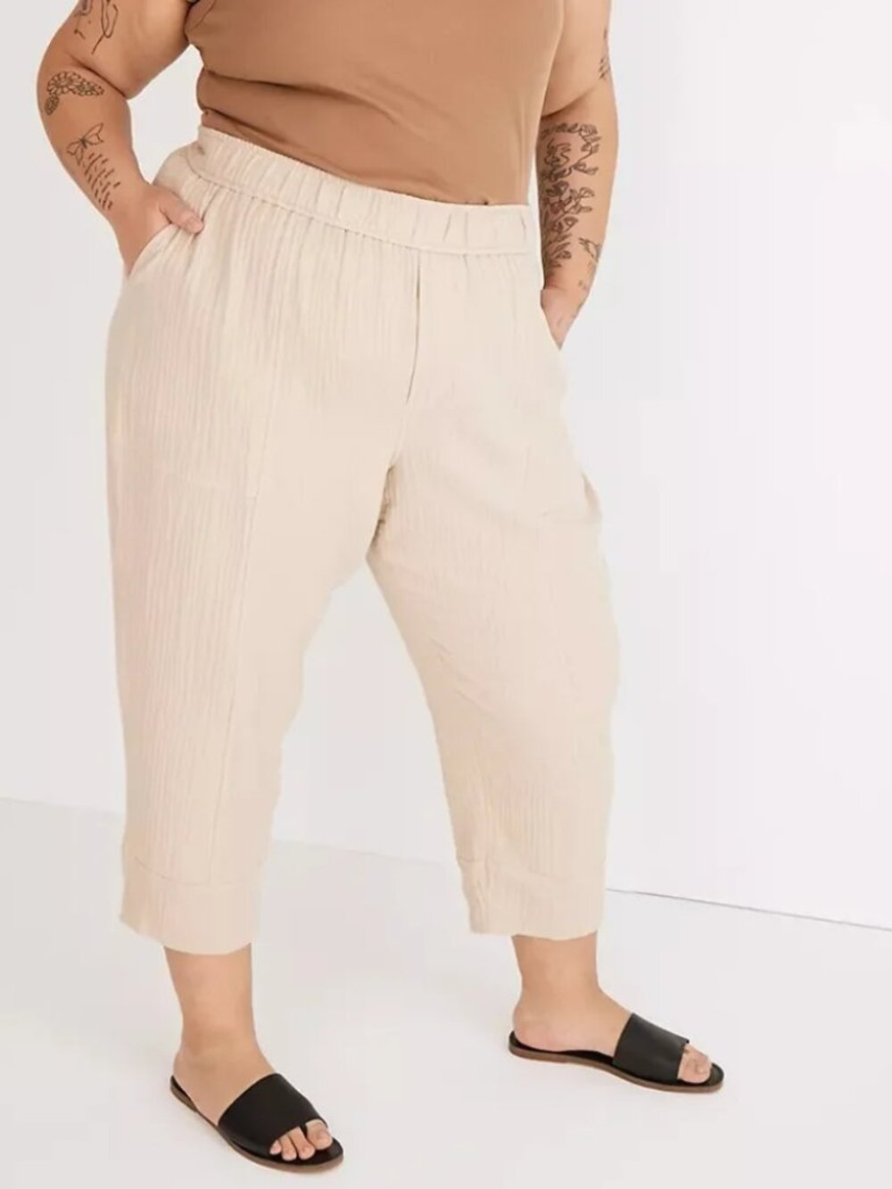 Madewell Lightspun Pull-On Balloon Crop Pants Women's 1X Gauze Cotton NE147